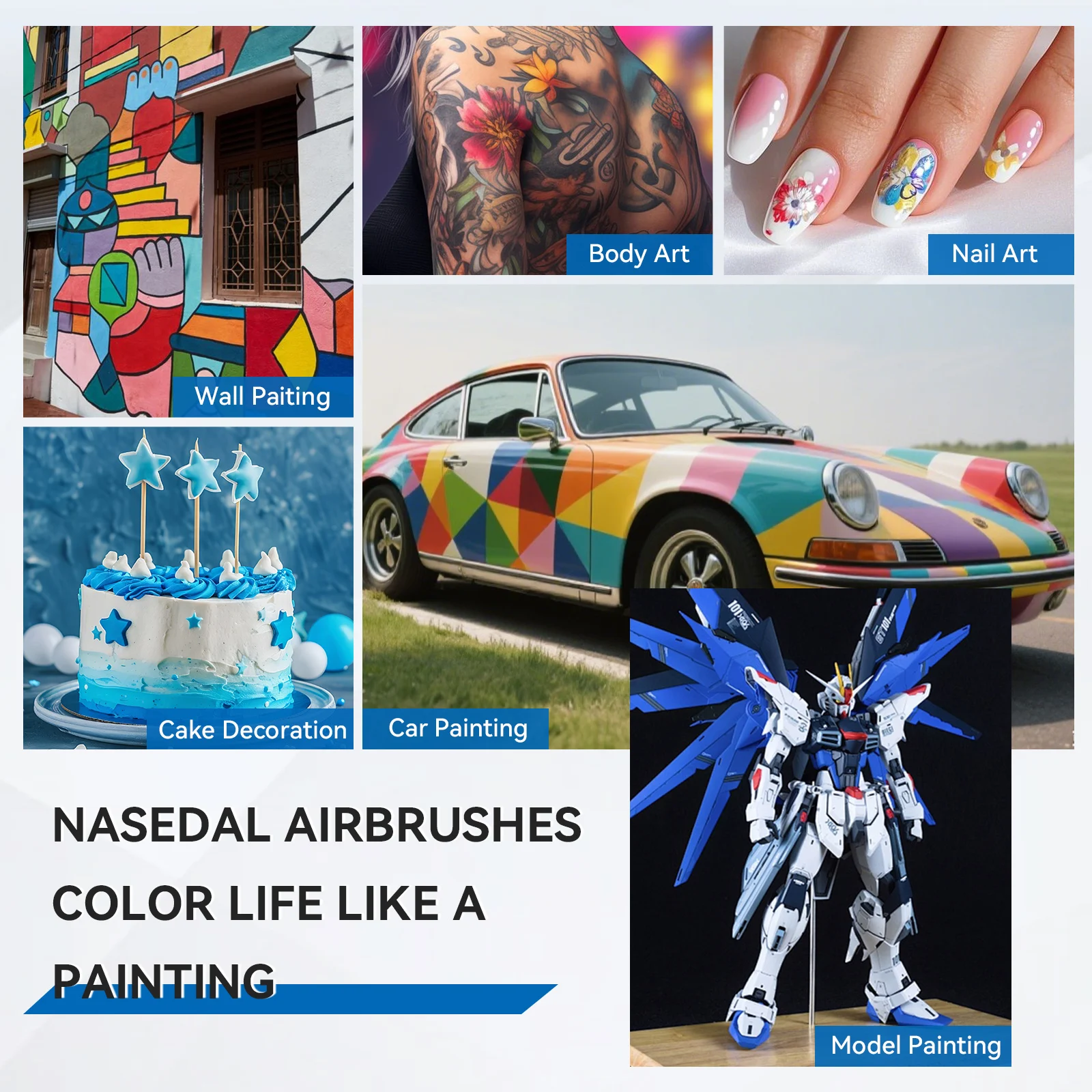 Nasedal الجانب تغذية المزدوج عمل البخاخة مع أكواب 7cc 22cc ل Gunpla Gunpla العسكرية نموذج أدوات الطلاء مسمار الوشم رذاذ أداة