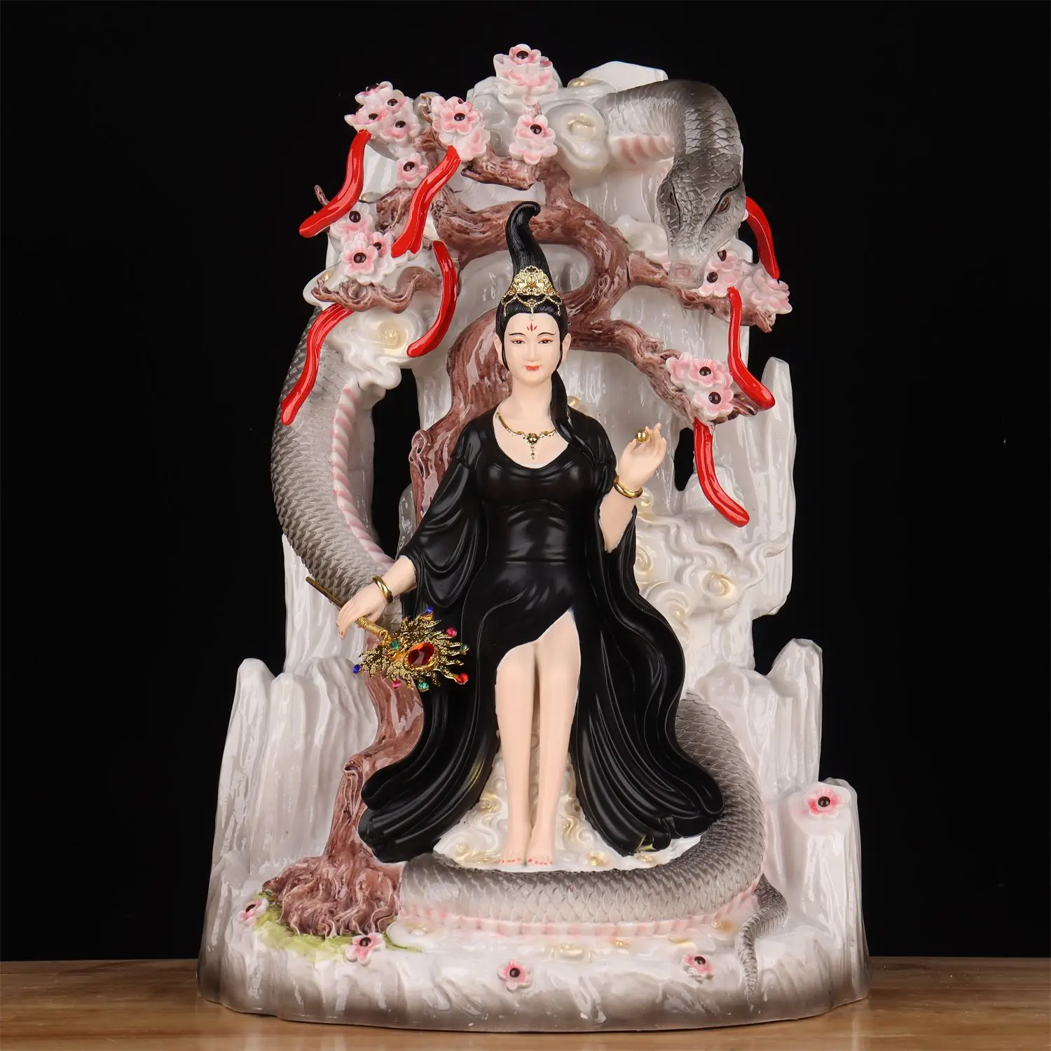 Snake Fairy Nuwa Empress Ornament Guarantee Family Lucky White Lady True Body Good Luck Statue