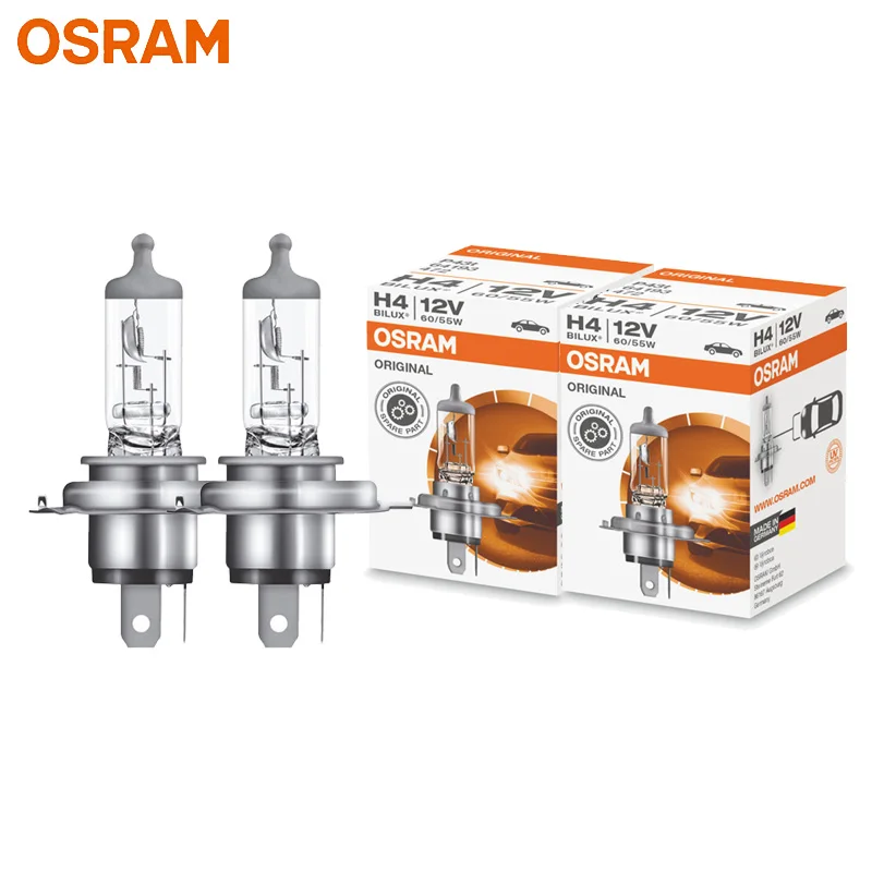 OSRAM-repuestos de línea Original para faros delanteros de coche, 2 piezas, H4, 12V, 60/55W, 3200K, 64193, P43t, estándar, halógeno, haz Alto y