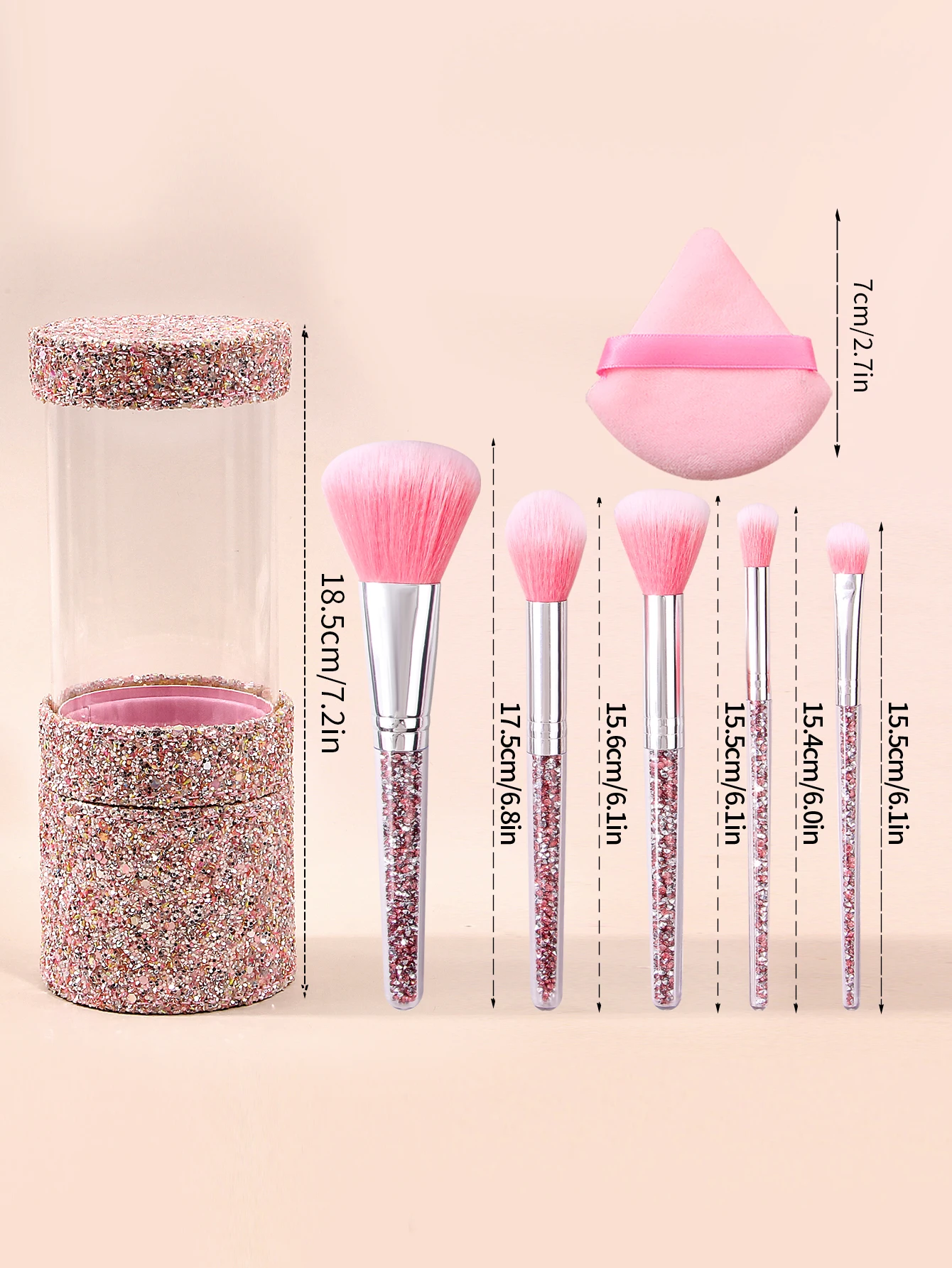 Juego de brochas de maquillaje de alto nivel de apariencia de 8 piezas, incluida juego de brochas de maquillaje con mango de diamante + soplo de polvo + cubo de almacenamiento