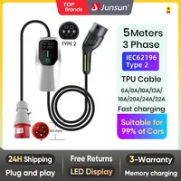 Junsun ev charger wallbox 7kw 32A 3.5KW 16A 3Phase 11KW 16A 22KW 32A Type 2 Car fast charging plug to plug chargeur for tesla