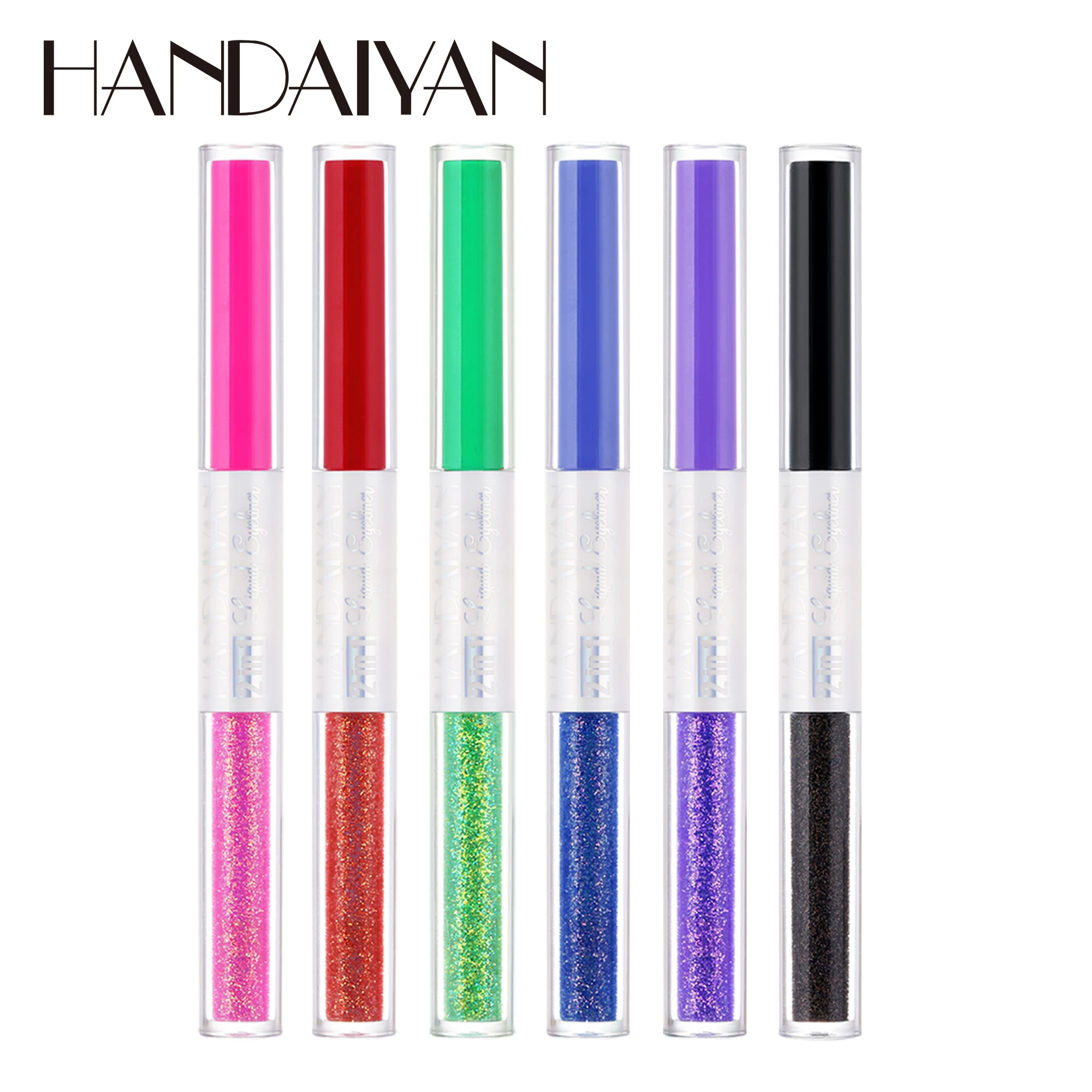 HANDAIYAN 6 pcs Double Headed Liquid Eyeliner Set Colorful Matte Glitter Eye Liner Pens Long-lasting Eyes Makeup Cosmetics