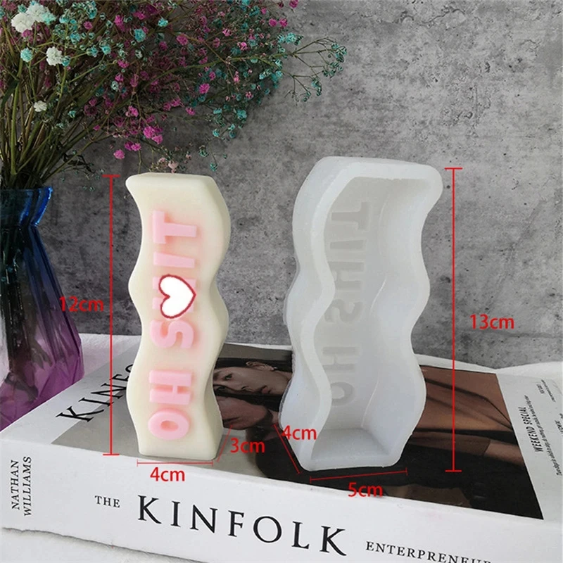 Squiggle فريد يلوحون شكل الأبجدية شمع الصويا شمعة قالب من السيليكون مستطيل موجة شعار رسالة شمعة قوالب ديكور المنزل