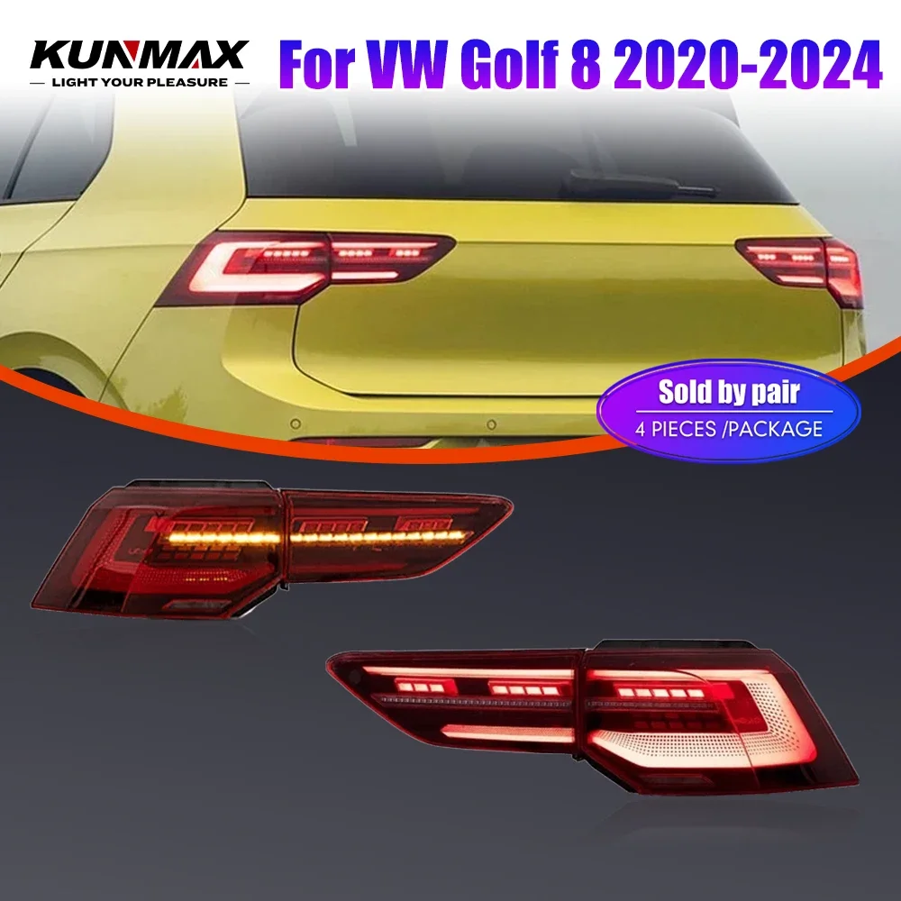 

Светодиодные задние фонари для VW Golf 8 MK8 2020-2024, динамические стоп-сигналы, указатели поворота, задние фонари с функцией Plug and Play.