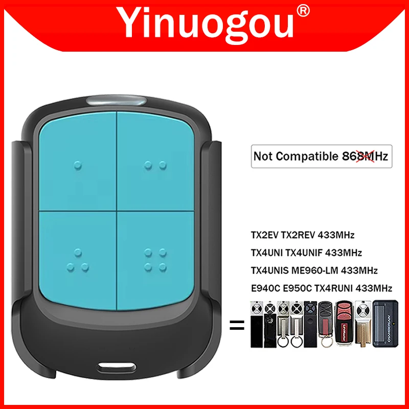 ME960-LM TX2EV TX2REV TX4UNI TX4UNIF TX4UNIS TX4RUNI E940C E950C Garage Door Remote Control 433MHz Opener