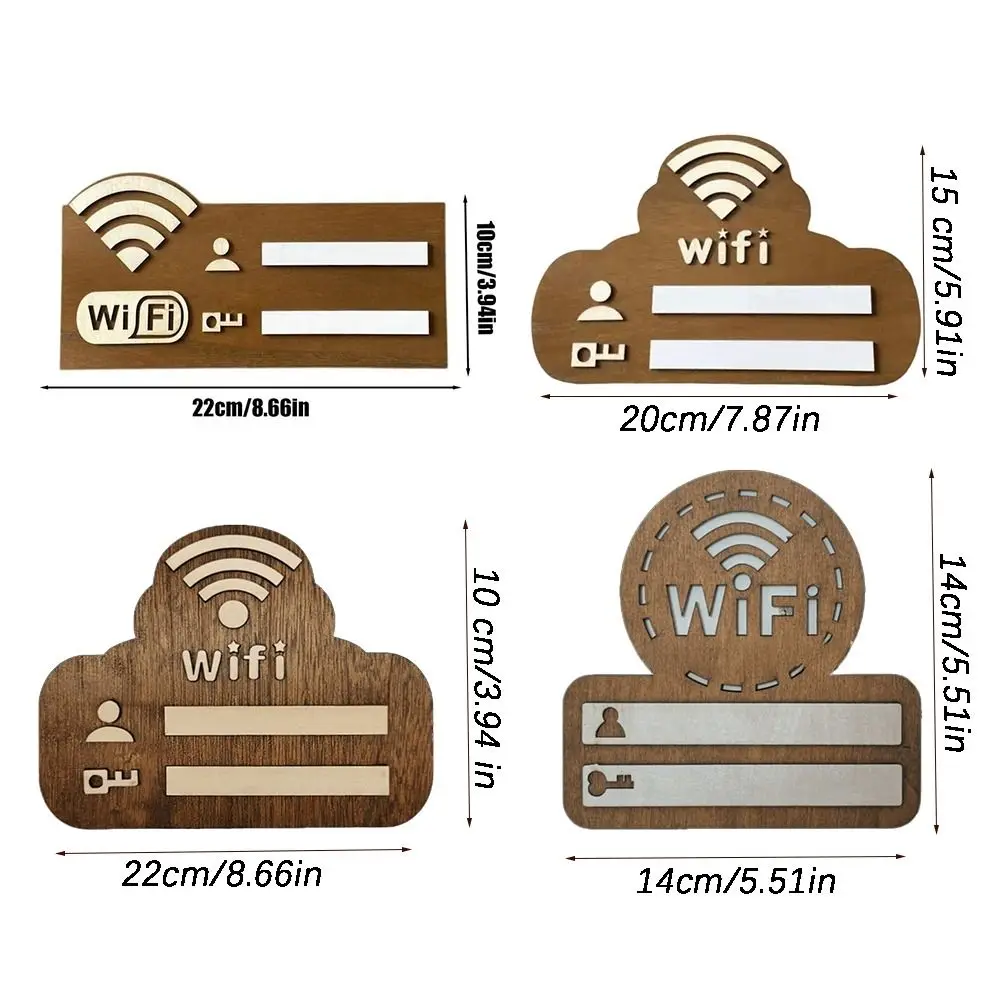 Wooden WiFi Password Sign Wall Mounted Rewritable Wireless Network Indicator Plaque Handwriting Multi-Purpose Use WiFi Signage