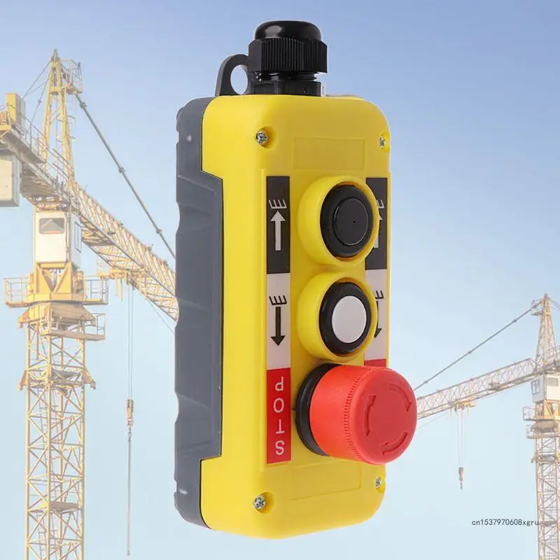 Hoist Crane Pendant Control Station Electric ON/Off Hoist Control Emergency Stop Push Button Easy to Use