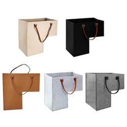 L Shaped Felt Basket Space Saving Storage Bag with Handles Stairsteps Clothes Washable Ladder Basket