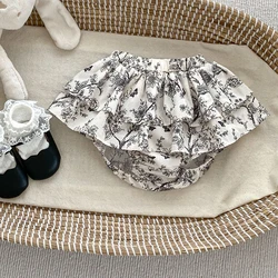 Adorable Newborn Baby Girls Skirt Shorts 0-4Y Summer Vintage Pink/black Floral Girls Tutu Skirt Cotton Toddler Pettiskirt Summer