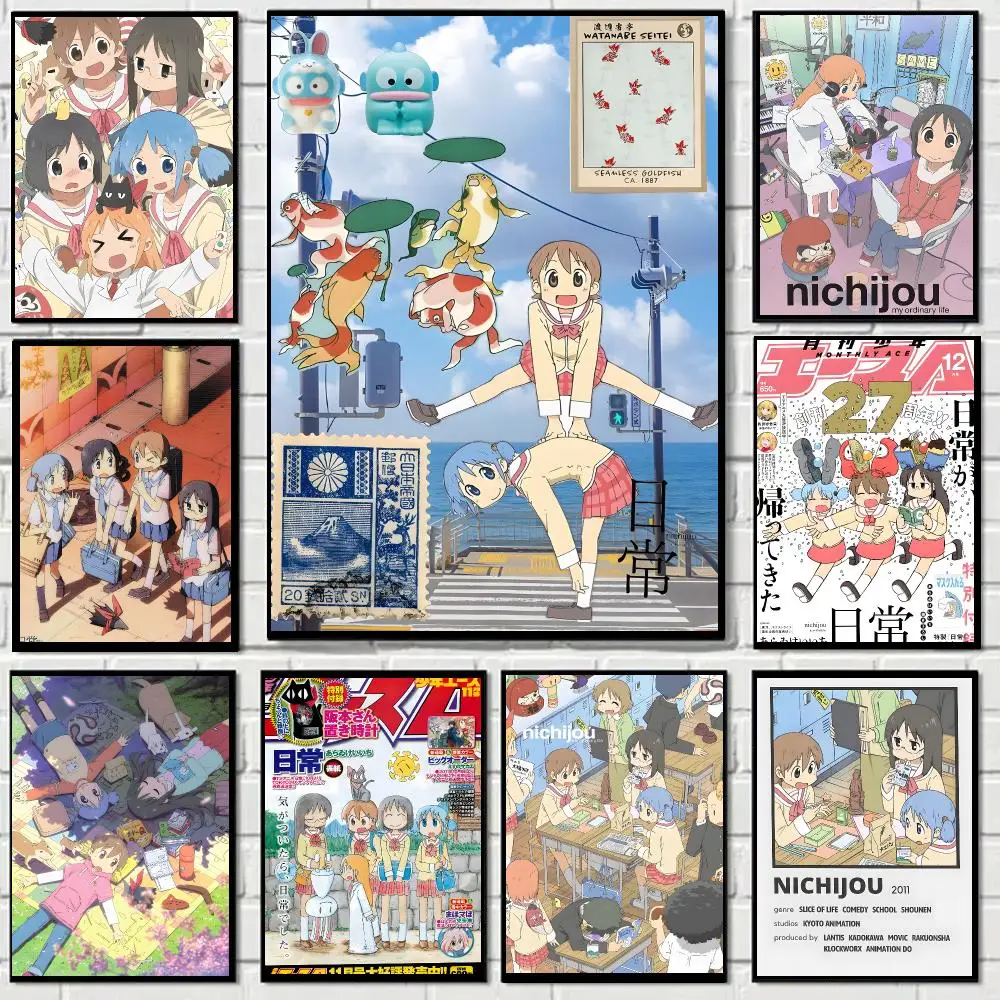 Japanese anime N-Nichijou Poster Self-adhesive Decal Living Room Bedroom Party Bar Decor Moisture-proof Fade-resistant