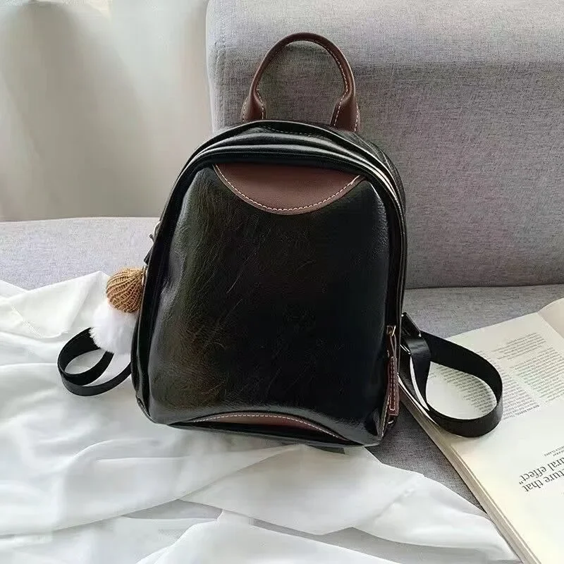 

Retro Sense Soft Leather Backpack Female Korean Version New Style Fashion All-match Large Capacity Simple Mini Backpack