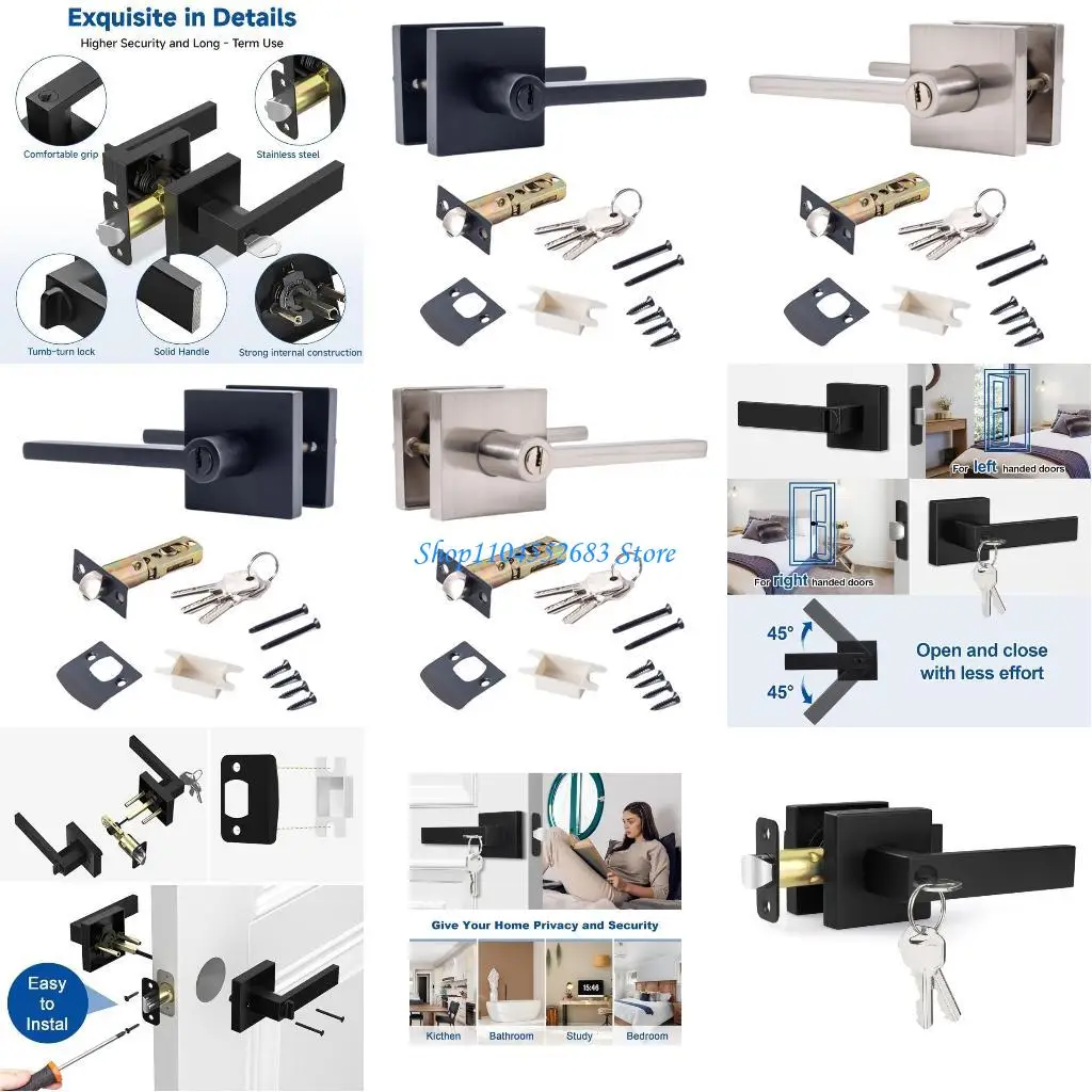 Y6gd maçaneta da porta entrada com fechadura e chave, alavanca segurança, substituição, peça hardware fechadura