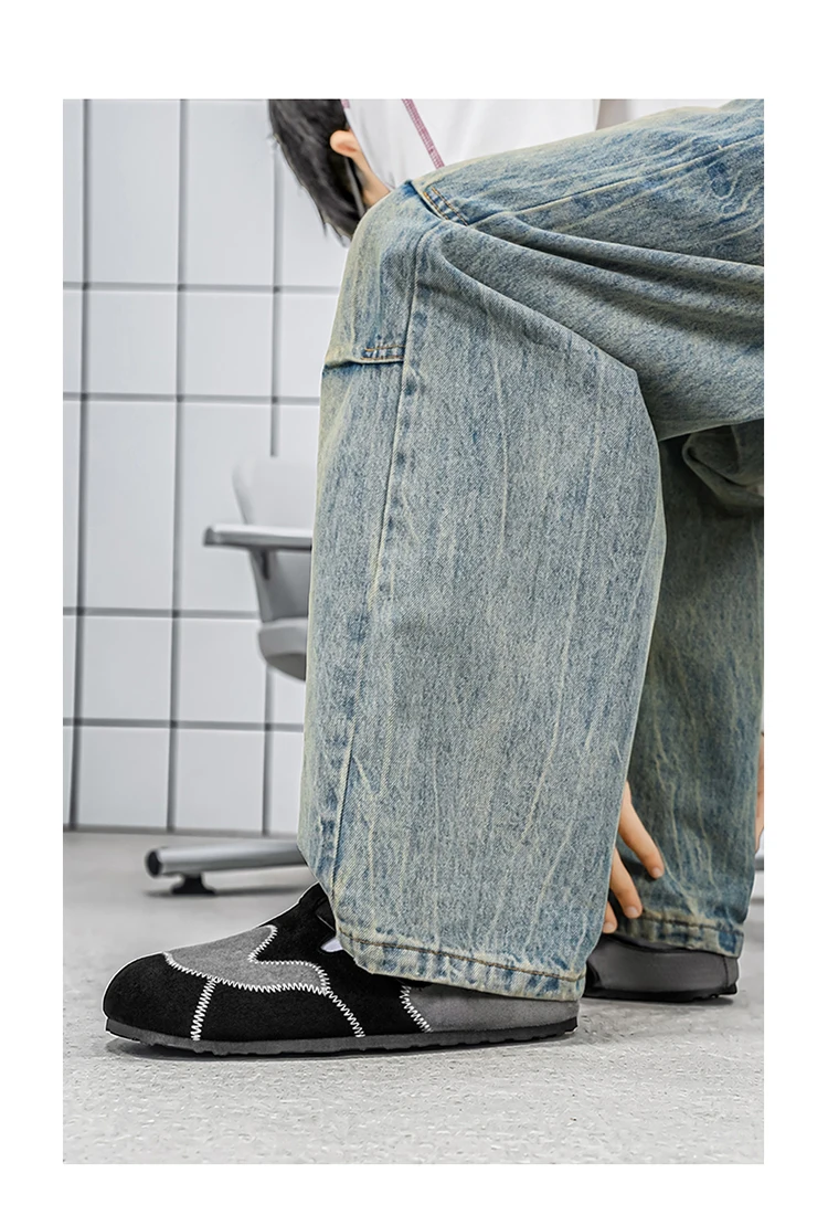 Retro-Farbblock-Mode, vielseitige Mules für Herren, Sandalen mit offenem Rücken und geschlossener Zehenpartie, bequeme Freizeit-Halbschuhe mit weicher Sohle für den täglichen Gebrauch. – Detail 12
