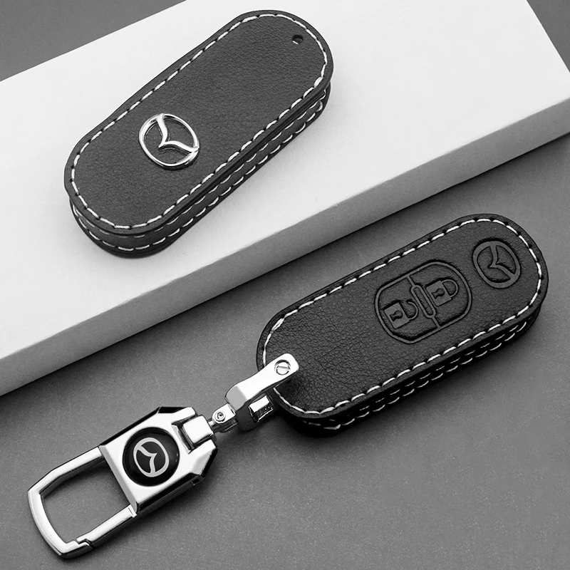 Leather Car Key Case Holder Key Cover Accessories For Mazda 3 6 Cx30 Cx9 Cx5 Cx8 MX5 MX30 X5 X9 S30 Key Cover Demio Atenza Axela