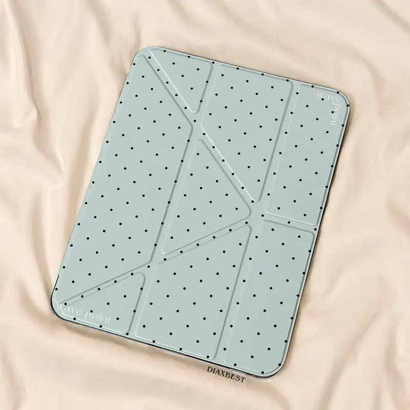 Simple Blue Polka Dots iPad Case For iPad Pro 11 13In 2025 iPad Pro 12.9in Air7 10th M4 M5 MINI 3+Y Fold Mirror Protective Cover