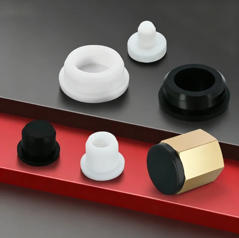 2pcs T-Type Male Snap-in Silicone Sealing Plug Anti-Fall Dustproof Screw Hole Cover Soft Rubber Stopper Blanking End Cap