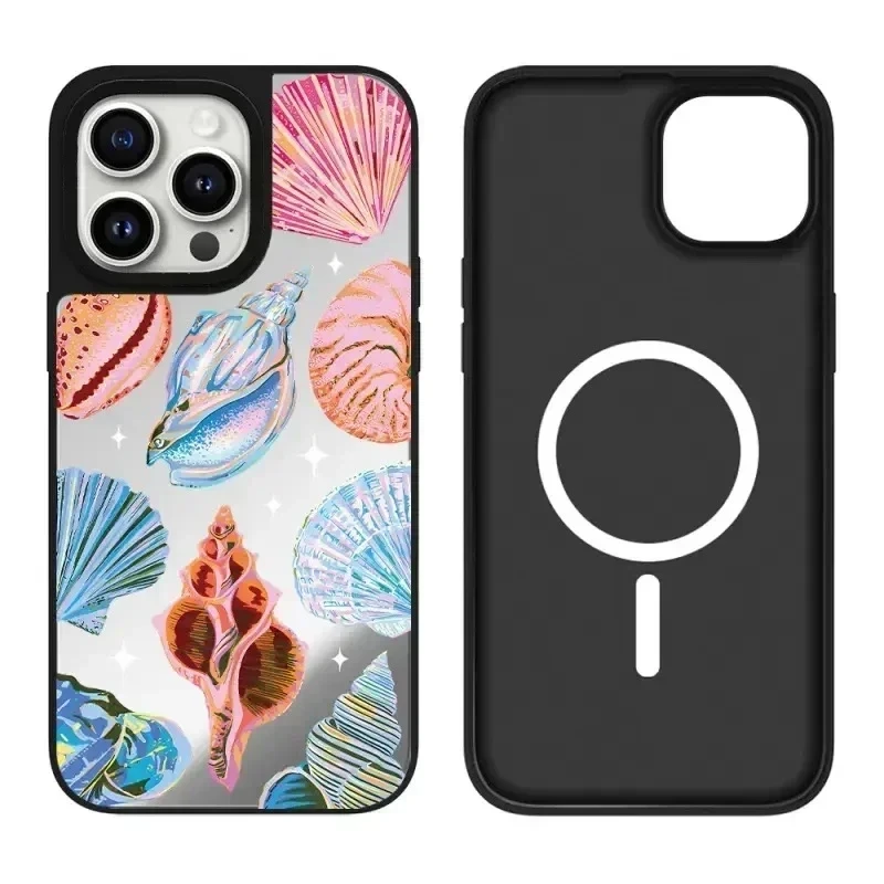 

Summer Ocean Shell iPhone 11 12 13 14 15 Pro Max Mirror Surface MagSafe Case Cover Shell