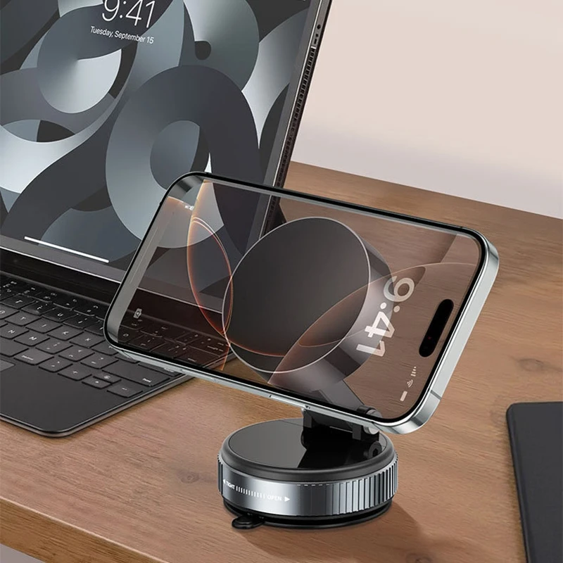 Strong Magnetic Phone Holder Foldable Design 360° Adjustable Vacuum Car Mount For Cell Phone For iphone Live Streaming