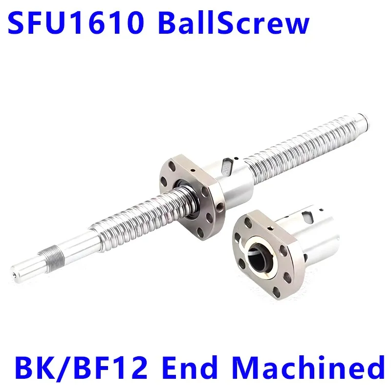 SFU1610 Ball Screw 16mm Lead 10mm 1610 C7 Grade with Single Nut BK/BF12 End Machined 1610 Ball Screw For CNC Engraving Machine