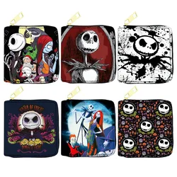 The Nightmare Before Christmas Unisex Short Wallet PU Leather Small Zipper Coin Purse Credit Card Pouch