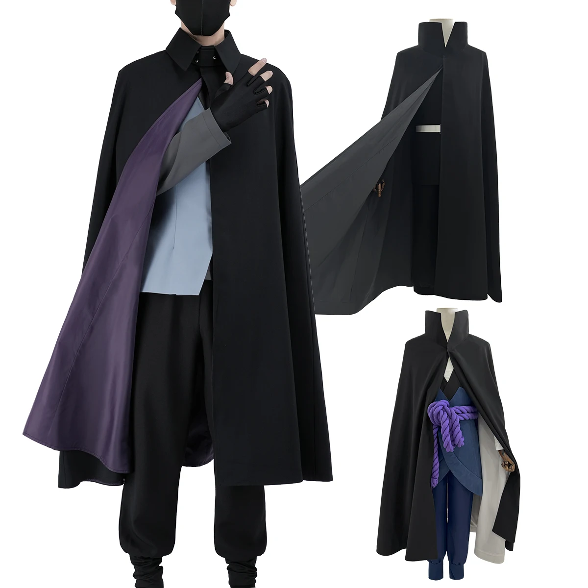 

HOLOUN Учиха Саске аниме косплей костюм Хэллоуин Рождество конвенция 3 версии версия для взрослых плащ жилет топ брюки унисекс