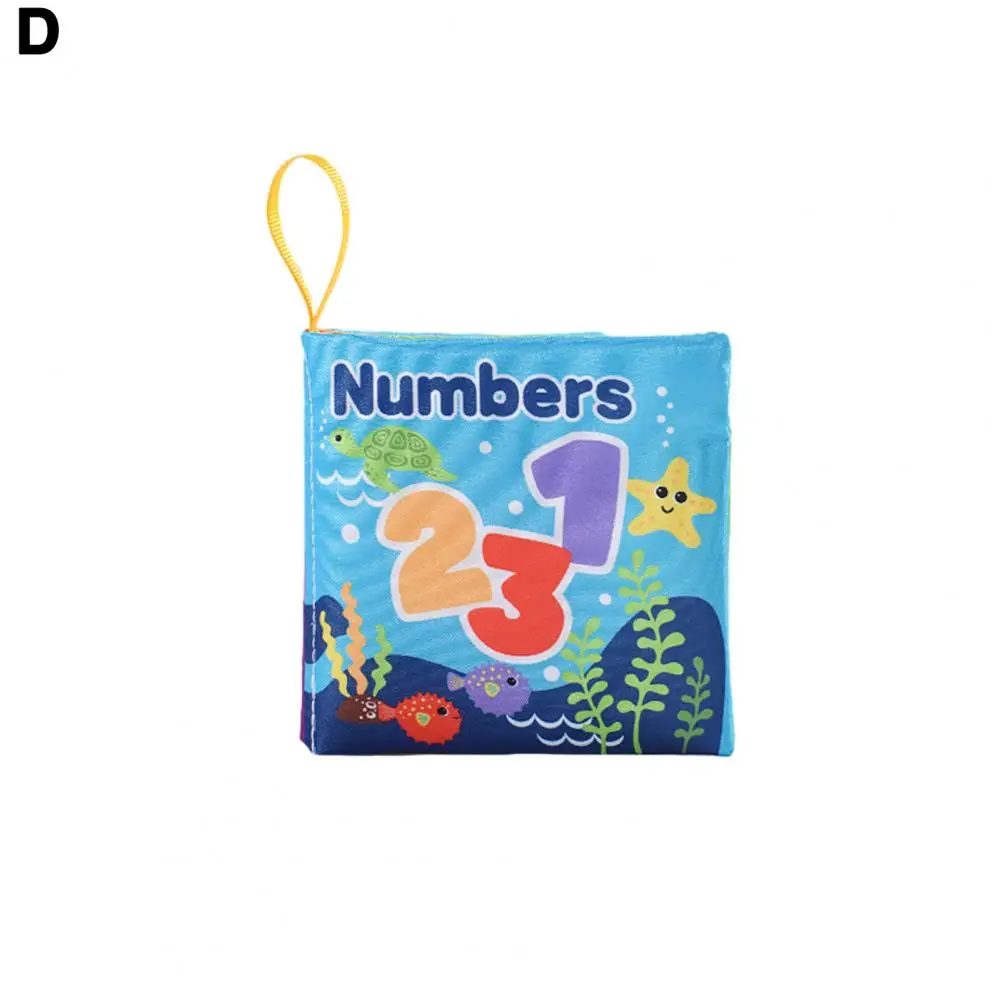 Tactile Crinkle Book for Babies Educational Toy Baby Cloth Book with Sound Numbers Fruits Transportation Colorful Brain