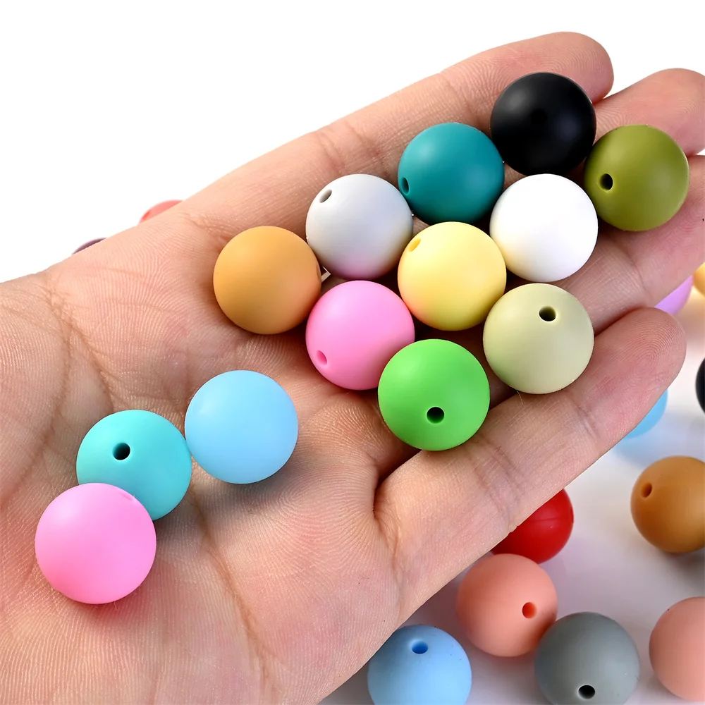 50 Stück/Set 12mm Runde Silikonperlen in Mischfarben, Matte Lose Abstandhalterperlen für Schlüsselanhänger, Armbänder, Schlüsselbänder, DIY Schmuckherstellung Zubehör – Detail 2