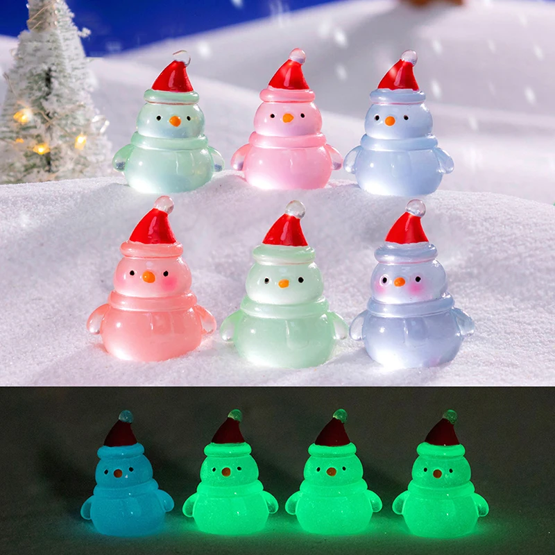 1Pc Mini Christmas Tree Decoration Christmas Figurines Fairy Garden Decor Snow Landscape Model Ornaments Resin Miniatures