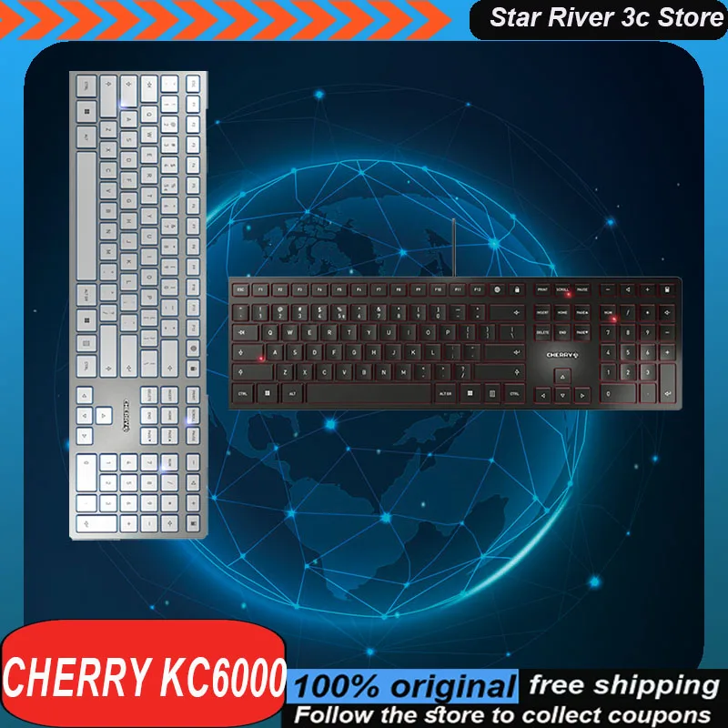 

Cherry Kc6000 Membrane Keyboard Wired 108keys Business Office Mute Ultra Thin Buttons Customized Keyboard Laptop Accessories