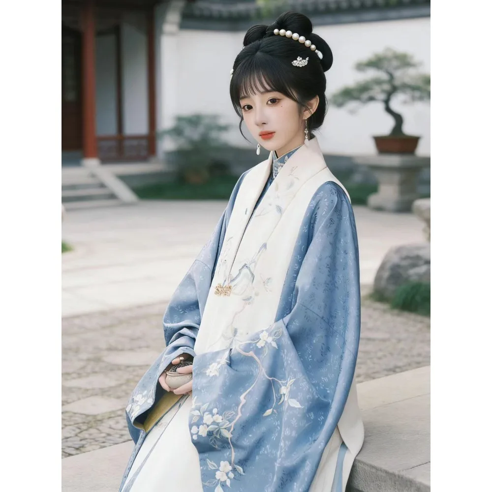 2026 Spring New Ming-made Hanfu Women's Adult Bijia Stand-up Neck Long Shirt Set