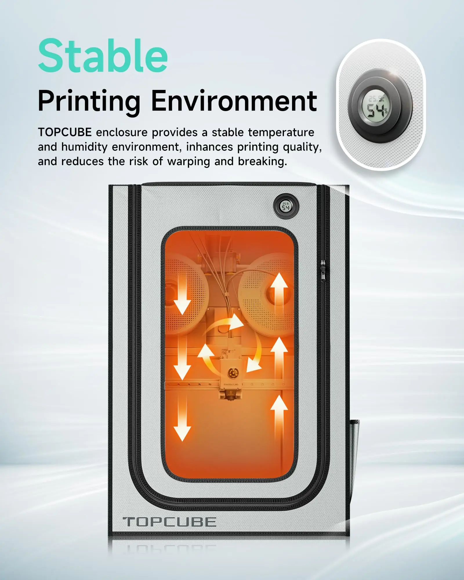 YOOPAI 3D Printer Enclosure For Bambu Lab A1/A1 Mini Combo AMS Lite Top Mounting LED Light Fireproof Dustproof Noise Reduction