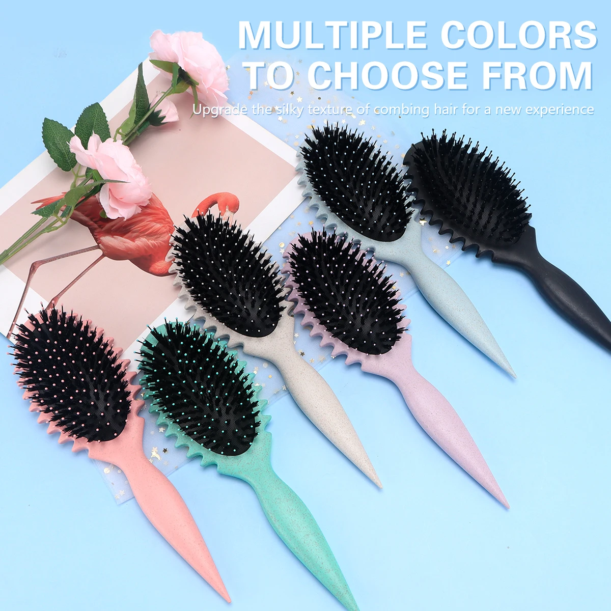 Brosse multi-usages pour cheveux bouclés, peigne à barbe en poils de sanglier, poignées de coiffure, outils de coiffure pour la maison, définition des boucles