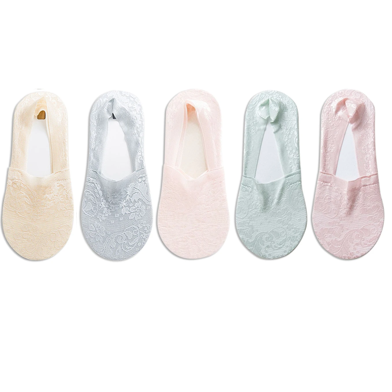 5 pares de calcetines frescos de verano para mujeres y niñas, calcetines cortos con encaje y flores, calcetines invisibles antideslizantes hasta el tobillo, nuevos en 7 colores