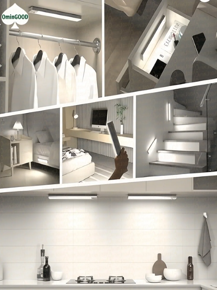 Oplaadbaar LED-licht, draadloos bewegingsdetectielicht, verlichtingsstrip onder binnenkast, gangdetectielamp - afbeelding 2