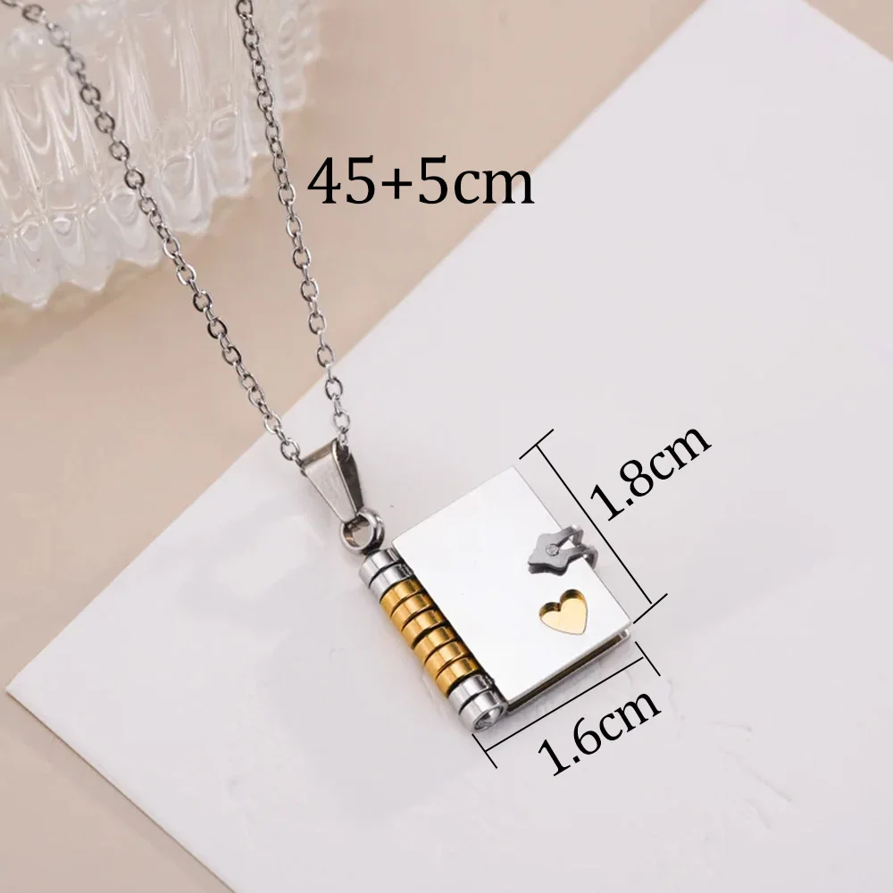 Atoztide Engrave Petite Book Locket Necklace Personalized Message Stainless Steel Jewelry Pendant for Women Chain Birthday Gift - view 6
