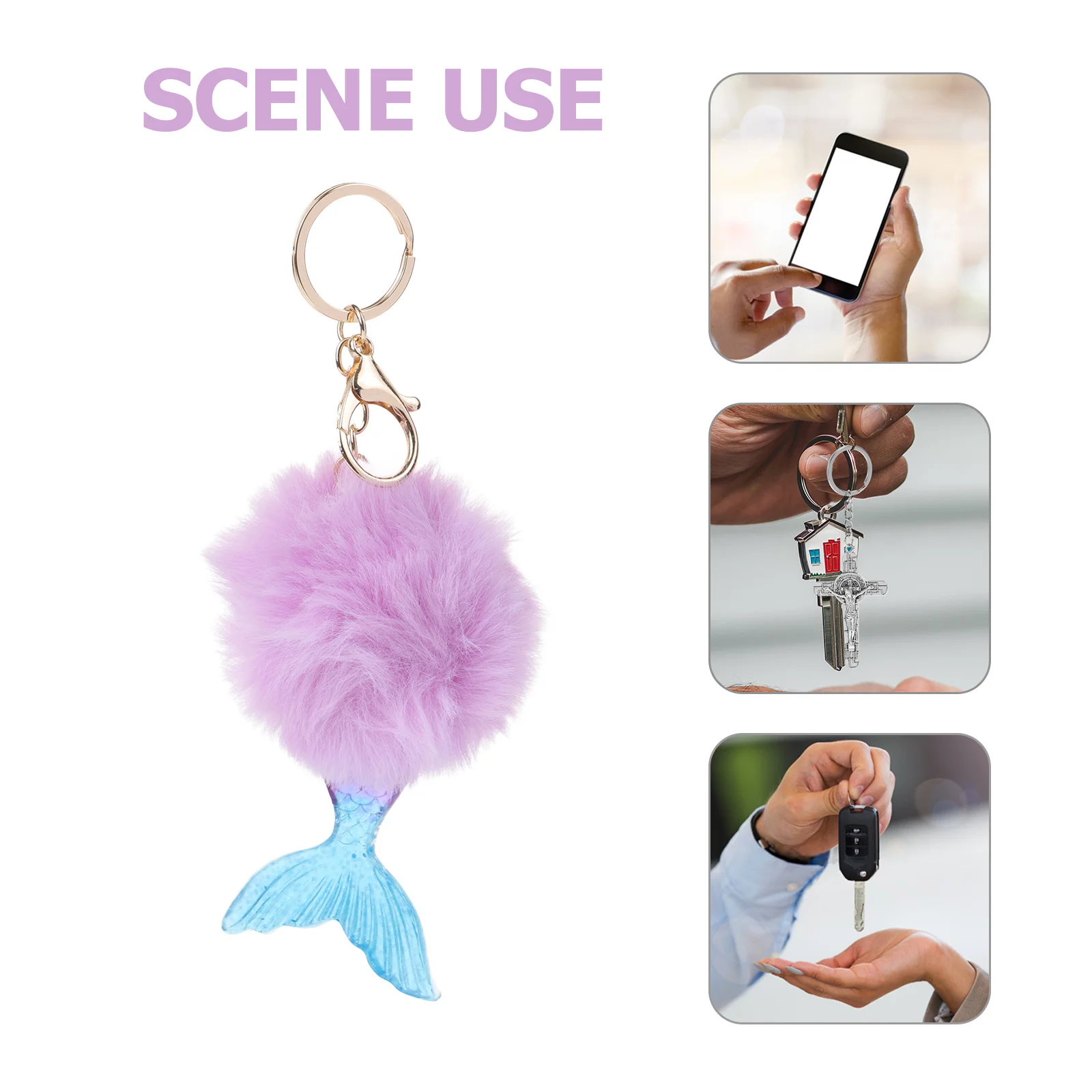 سلسلة مفاتيح على شكل حورية البحر مصنوعة يدويًا من مادة ممتازة لحقيبة الظهر وديكور الهاتف المحمول فكرة هدية إبداعية هدية لعيد الميلاد #2