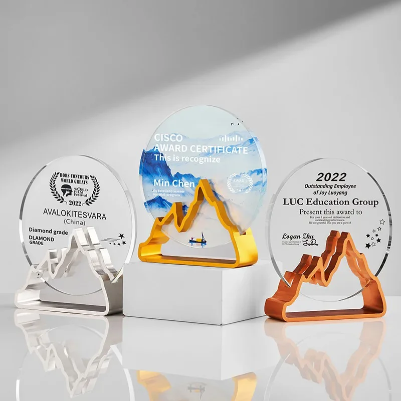 Free Custom Crystal Trophy High-end New Corporate Company Annual Meeting Outstanding Employee Honor Medal Commemorative Award