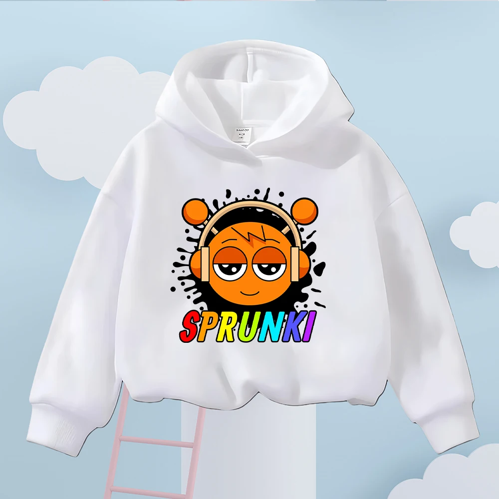 Kids Sweatshirt Sprunki Cartoon Headphones Graphic Toddler Boys Girls Cotton Long Sleeve Pullover Casual Top