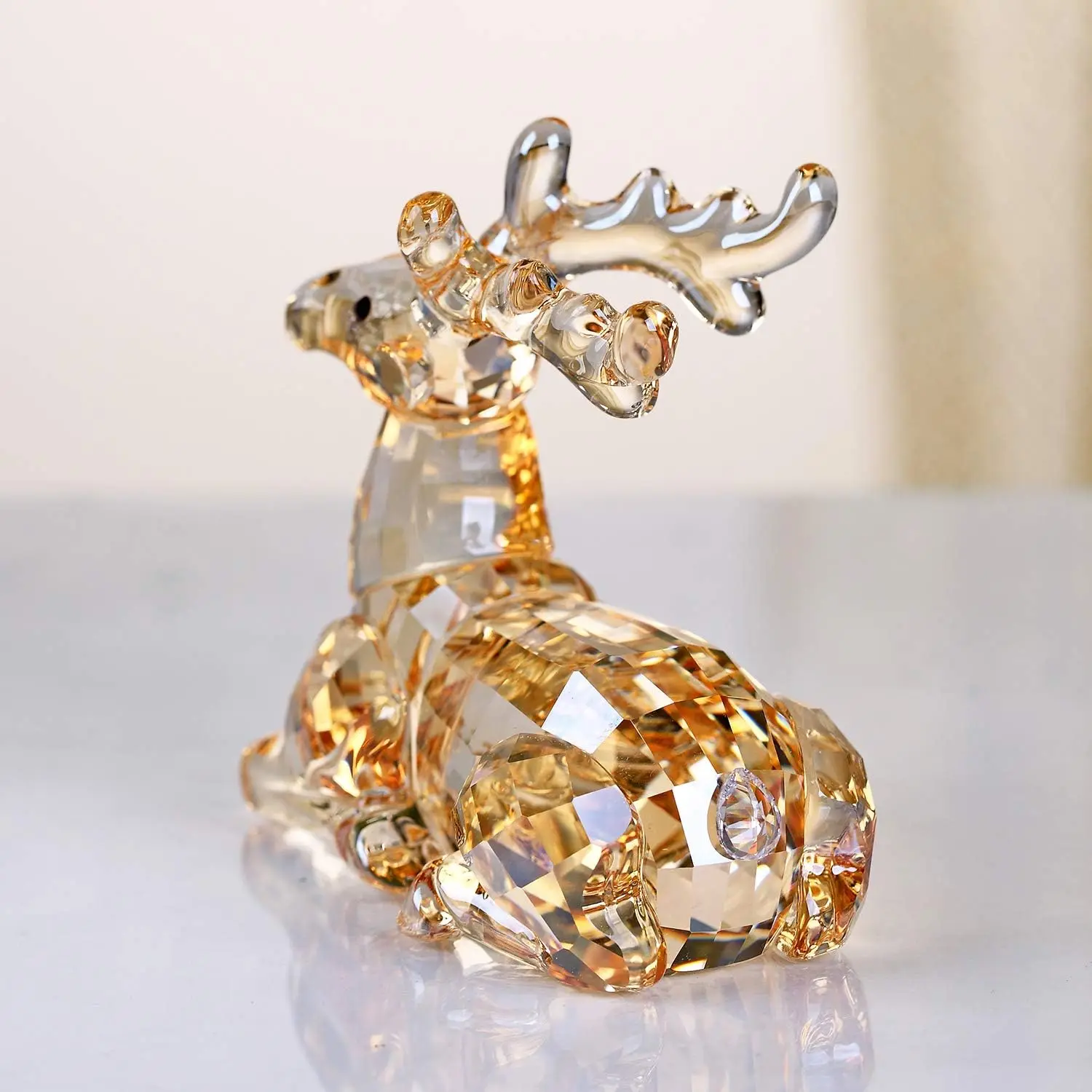 Imagem -04 - Figurinhas de Alce de Cristal Lovely Cartoon Deer Miniature Craft Enfeites para Casa Criança Natal e Presentes de Aniversário