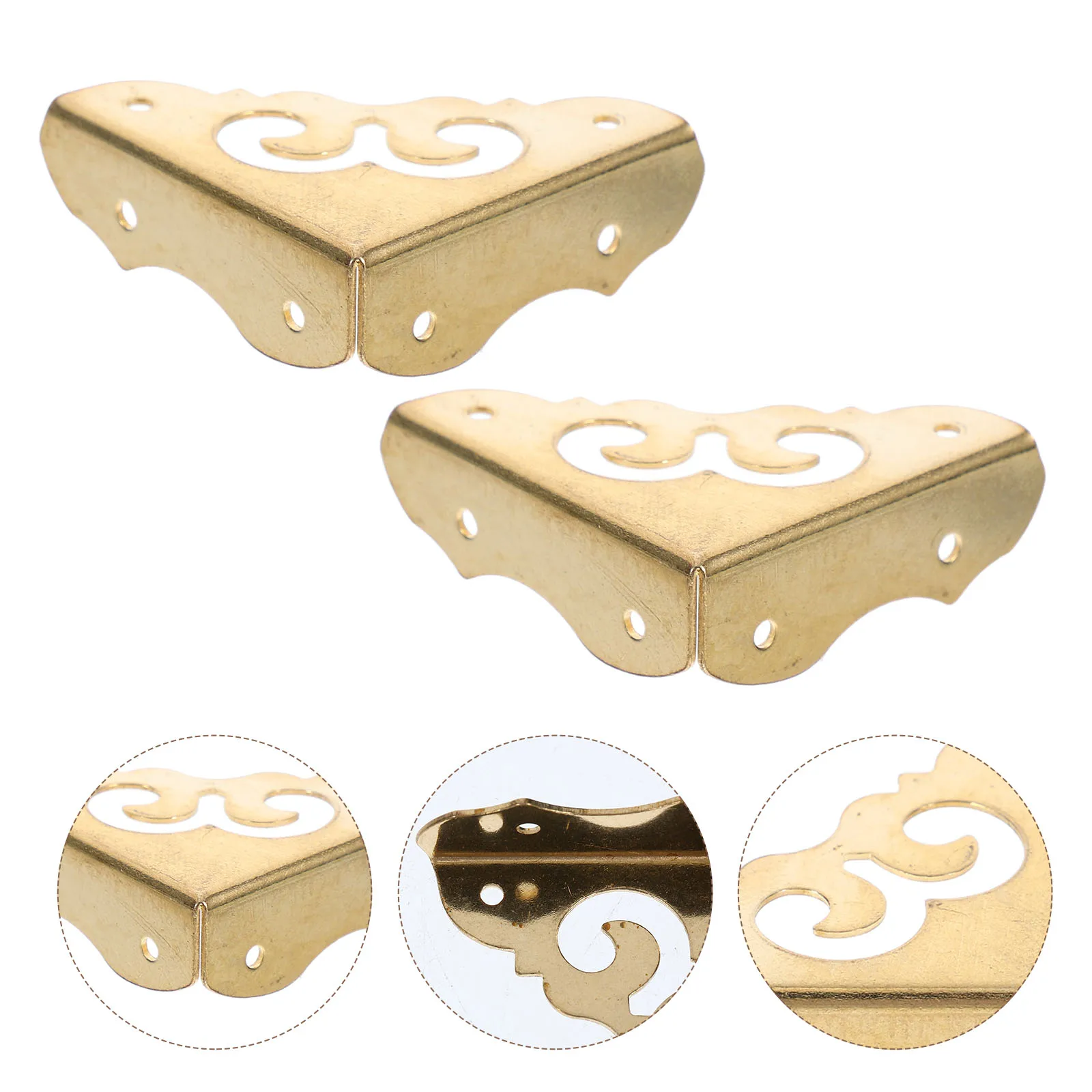 

4pcs Copper Corner Protectors Vintage Wood Decorative Guards Durable Metal Protective Brackets Edge Frame