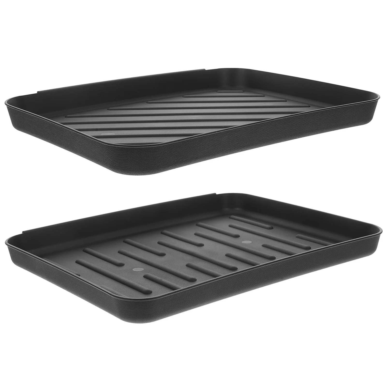

2 Pcs Black Shoe Plate Pad Waterproof Boot Tray Storage Mat for Entryway Pet Food Dog Water Plant Pots