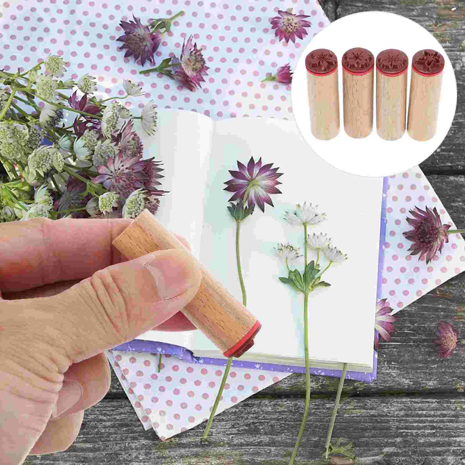 4 Pcs Wooden Seal Decor Vintage Stamp Accessory Diary Planner Craft Student Use