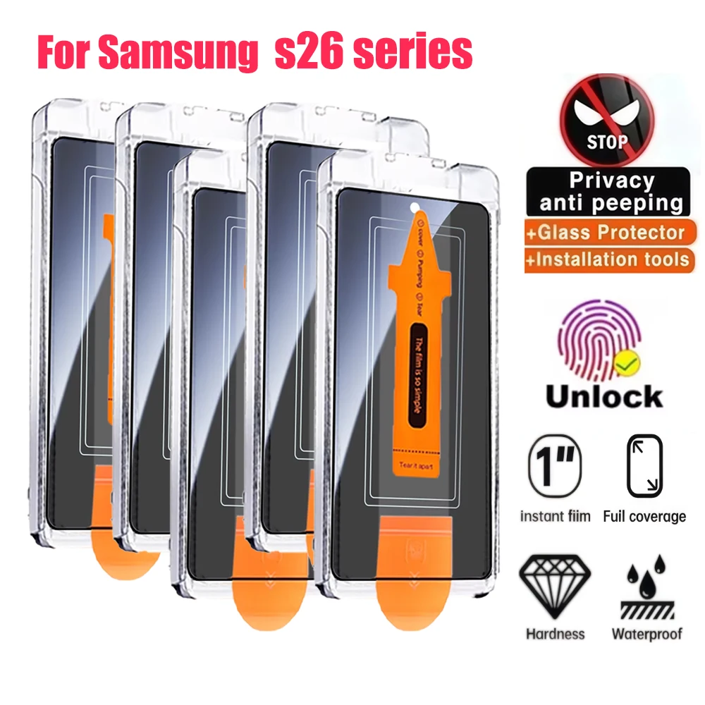 5Pcs Privacy Tempered Glass for Samsung Galaxy S26 Ultra S25 S24 Plus S23 S22 S21 Anti-spy Screen Protector Fingerprint Function