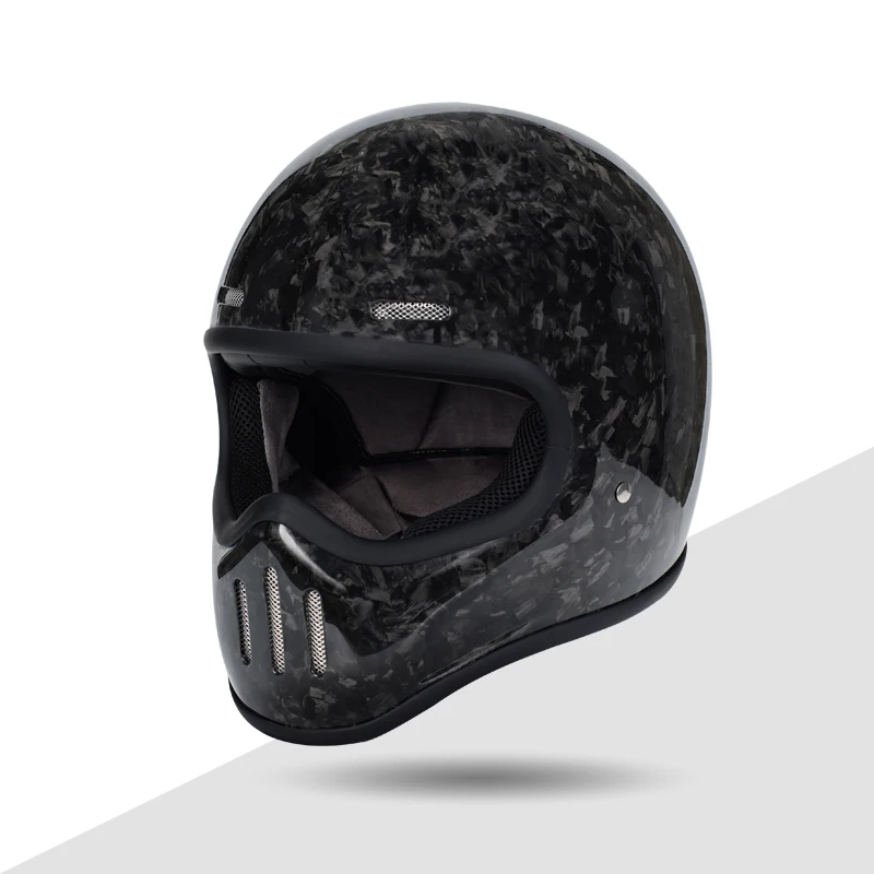 New Retro Ultralight Carbon Fiber Motorcycle Full Face Helmet With Removable Clear Visor Dot Japan Vintage ttco Racing Moto Helm