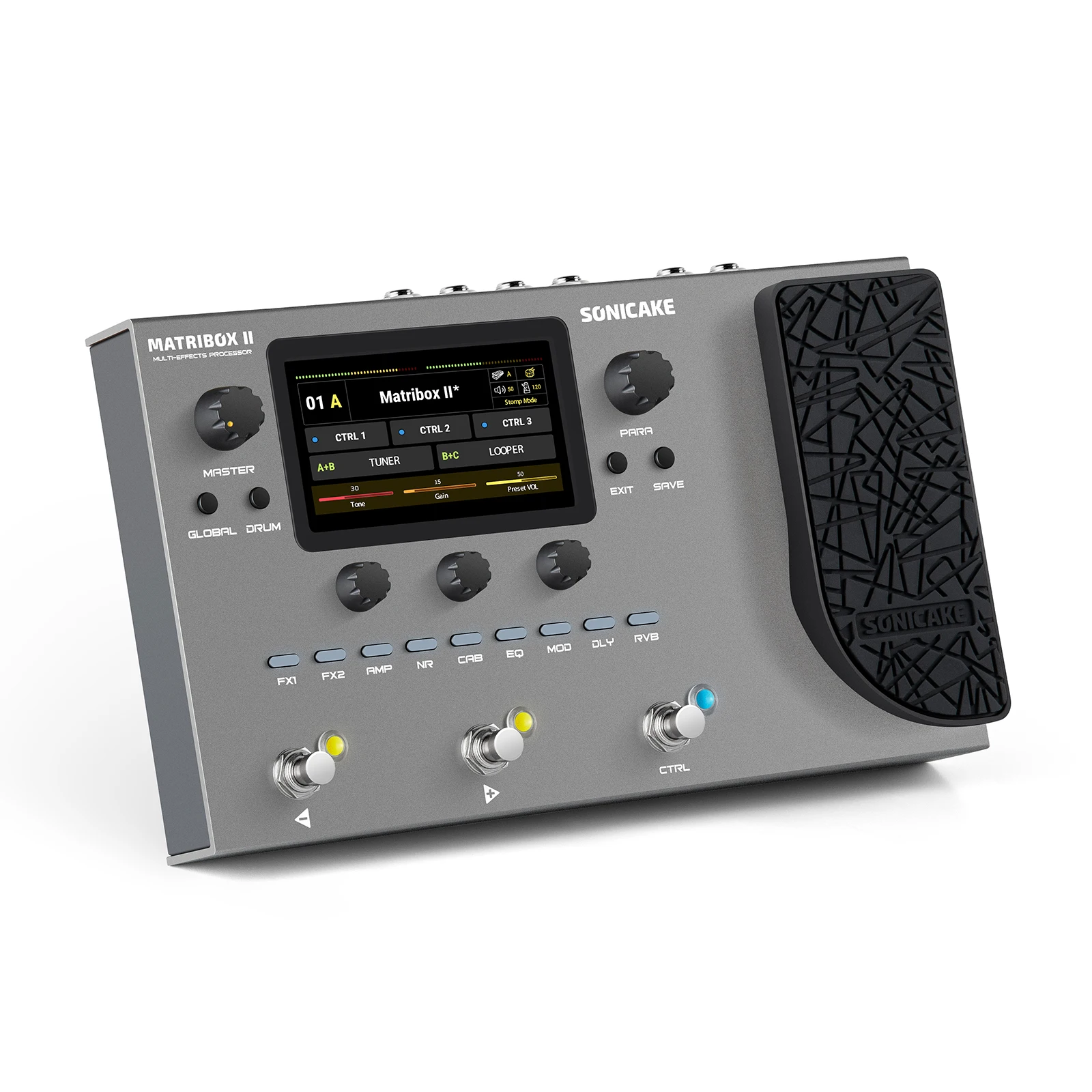 SONICAKE Matribox II Guitar Bass Amp Modeling Multi-Effects Processor with Expression Pedal FX Loop MIDI Stereo USB OTG QME-100