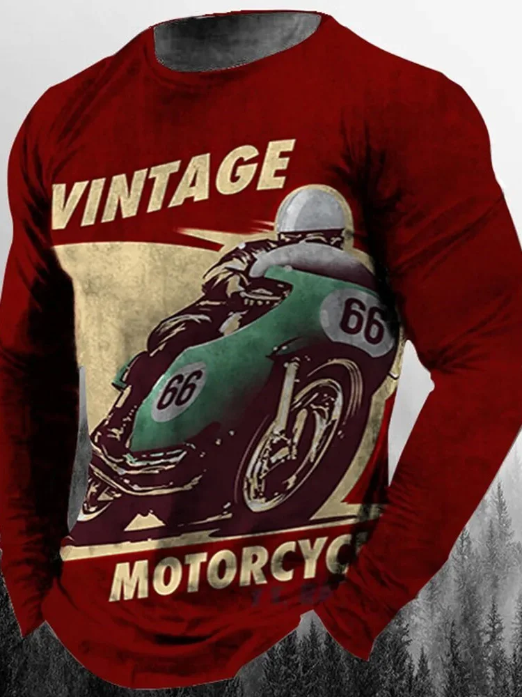 Men's Motor Oil Long Sleeve T-Shirt Something Extra Vintage Graphic Tee Red White Streetwear Casual Pullover Tops Gift New Hot