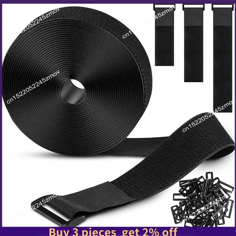 COME 5 Meters Adjustable Fastening Hook And Loop Straps Set Kit With 25 Buckles Free Cut Length Cord Straps Set