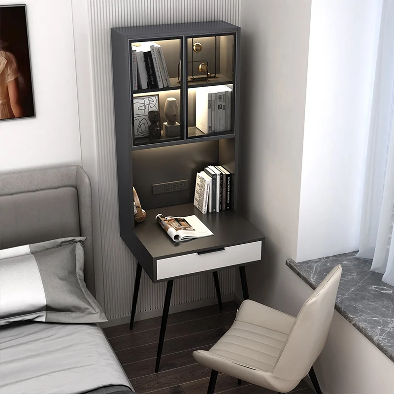 Small luxury desk bookcase integrated small apartment writing desk home bedroom computer desk study cabinet combination corner