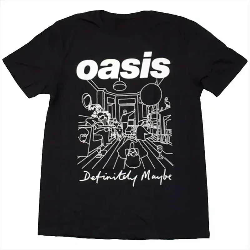

European and American Trendy Brand Oasis Oasis Band Rock Music Retro Casual Men Pure Cotton Loose American Short-sleeved T-shirt