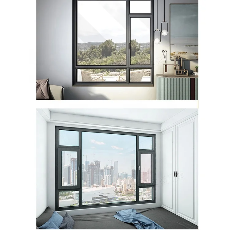 modern black aluminum sliding door thermal break aluminum window